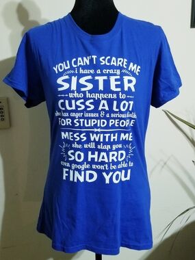 Blue Short Sleeve Graphic Tee - Sister Message